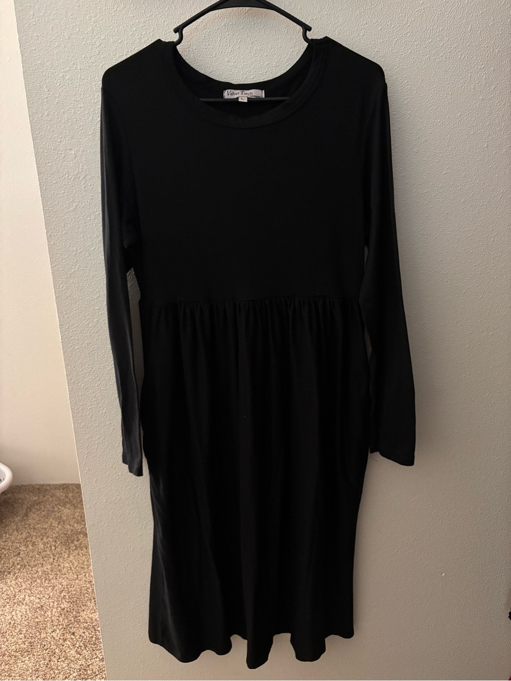 Velvet Torch Black Long Sleeve Midi Dress